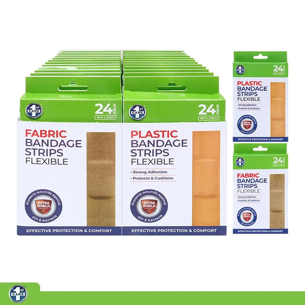 1st Care Bandage Strips 12 Fabric 12 PE 9x2.5cm 24Pk 281169
