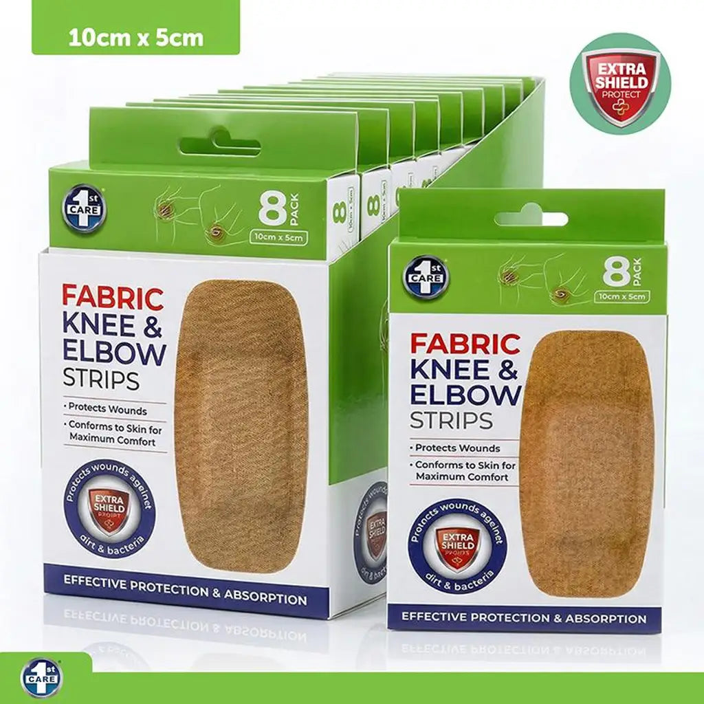 1st Care Bandage Strips Knee & Elbow Fabric 5x10cm 8Pk 222902