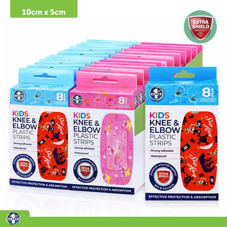 1st Care Bandage Strips Knee & Elbow Kids Waterproof Assorted Designs PE 5x10cm 8Pk 281152