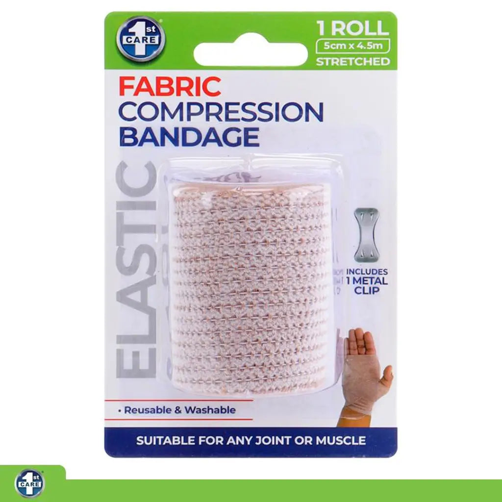 1st Care Compression Elastic Bandage Roll Includes 1 Clip 5cmX1.5m 176243