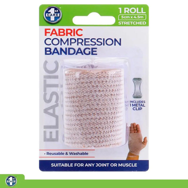 1st Care Compression Elastic Bandage Roll Includes 1 Clip 5cmX1.5m 176243