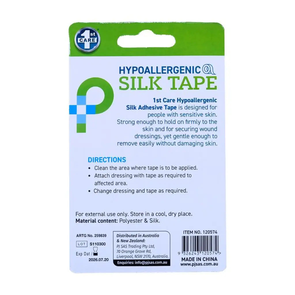 1st Care Tape Hypo Allergenic Silk 2.5cmX7.3m 120574