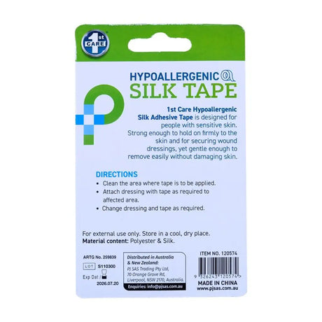 1st Care Tape Hypo Allergenic Silk 2.5cmX7.3m 120574