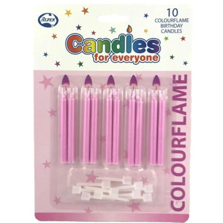 Alpen Birthday Candles Colour Flame Pink 10Pk 431150