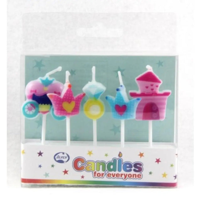 Alpen Birthday Candles Princess Assorted Shapes 5Pk 442520