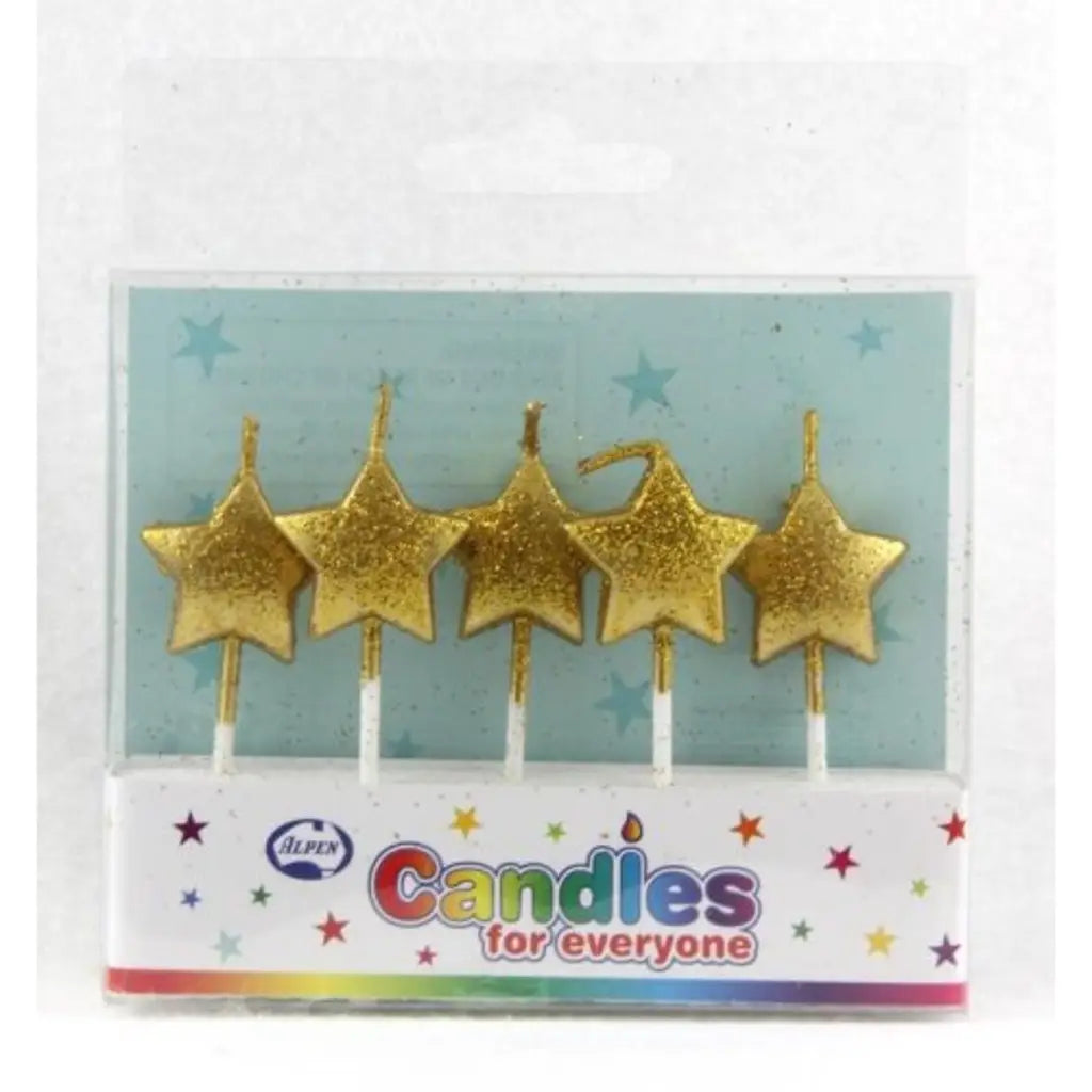 Alpen Birthday Candles Stars Glitter Gold 442543