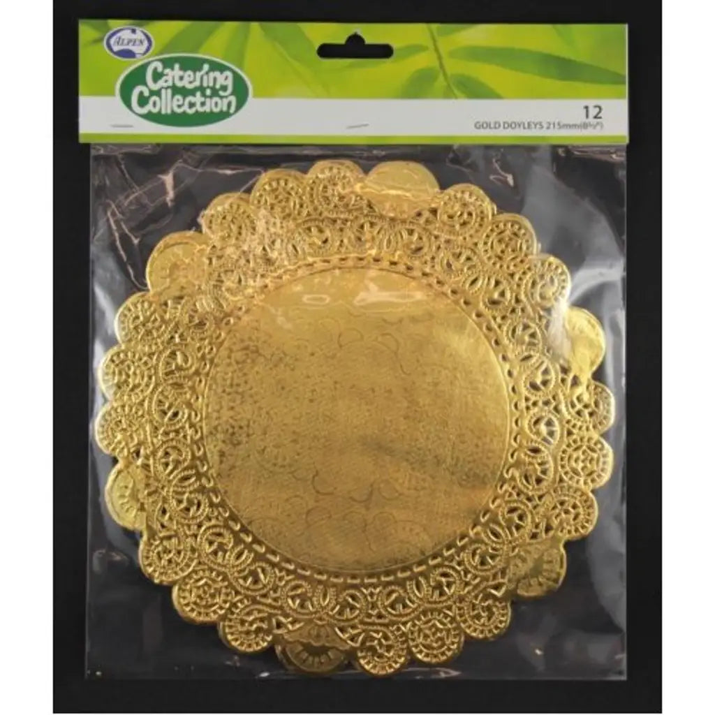 Alpen Catering Collection Round Doyleys Lace Gold 215mm 12Pk 372545