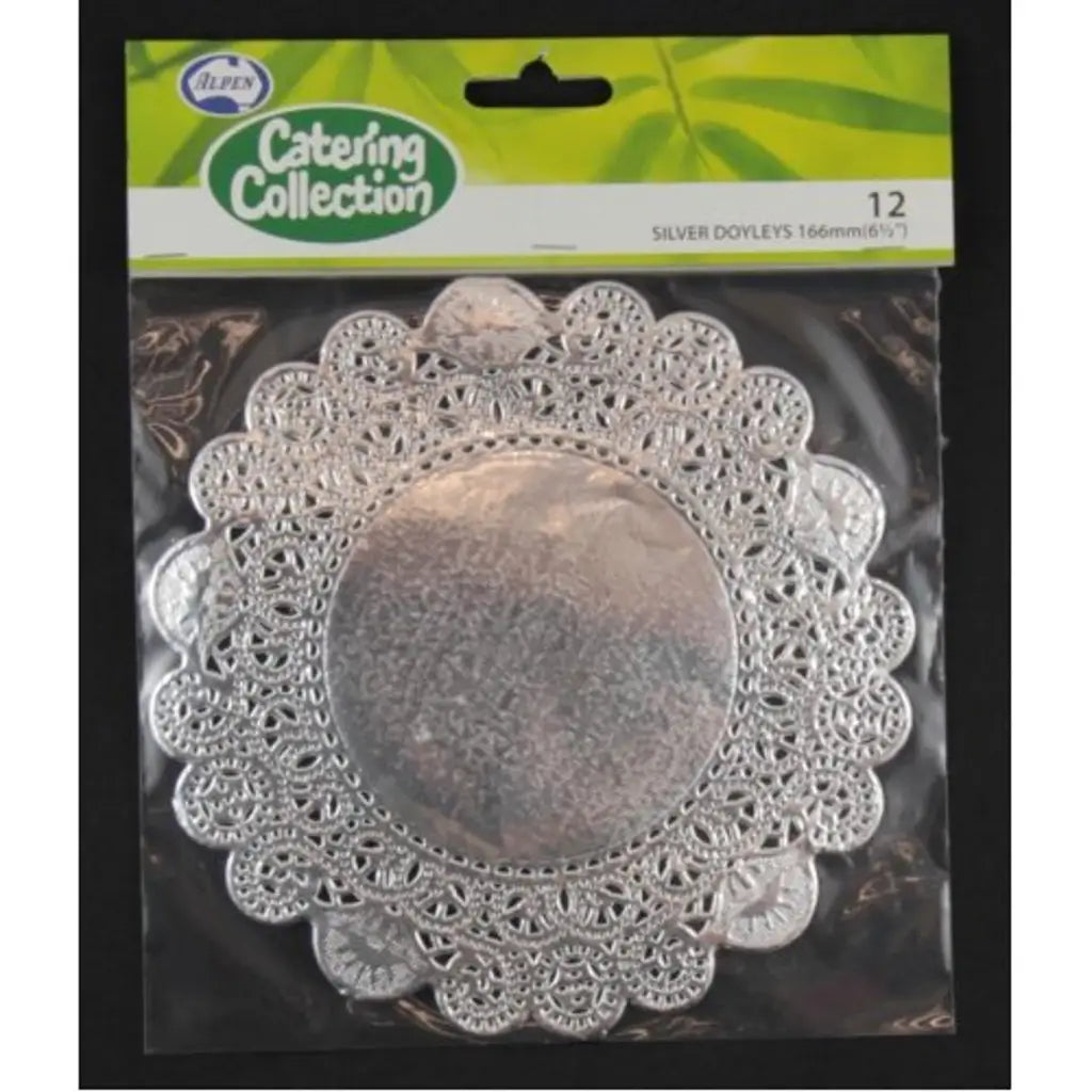 Alpen Catering Collection Round Doyleys Lace Silver 166mm 12Pk 372542