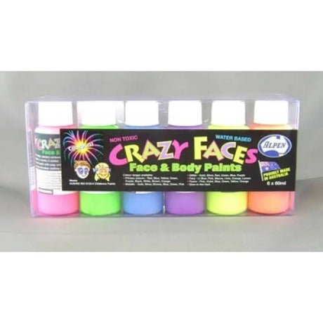 Alpen Crazy Face And Body Paint Fluro Assorted Colours 60ml 252218