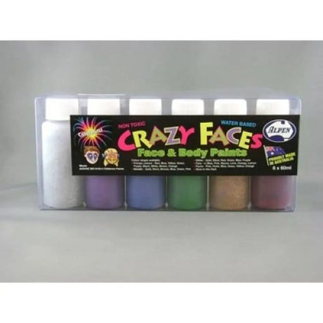 Alpen Crazy Face And Body Paint Glitter Assorted Colours 60ml 252217