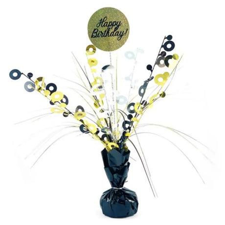 Alpen Decrotex Centrepiece Weight Happy Birthday Black Gold 165g 207372