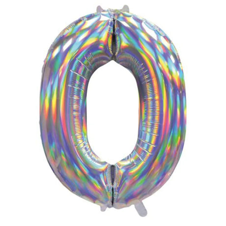 Alpen Decrotex Foil Balloon Number 0 Iridescent Silver 34in 213670