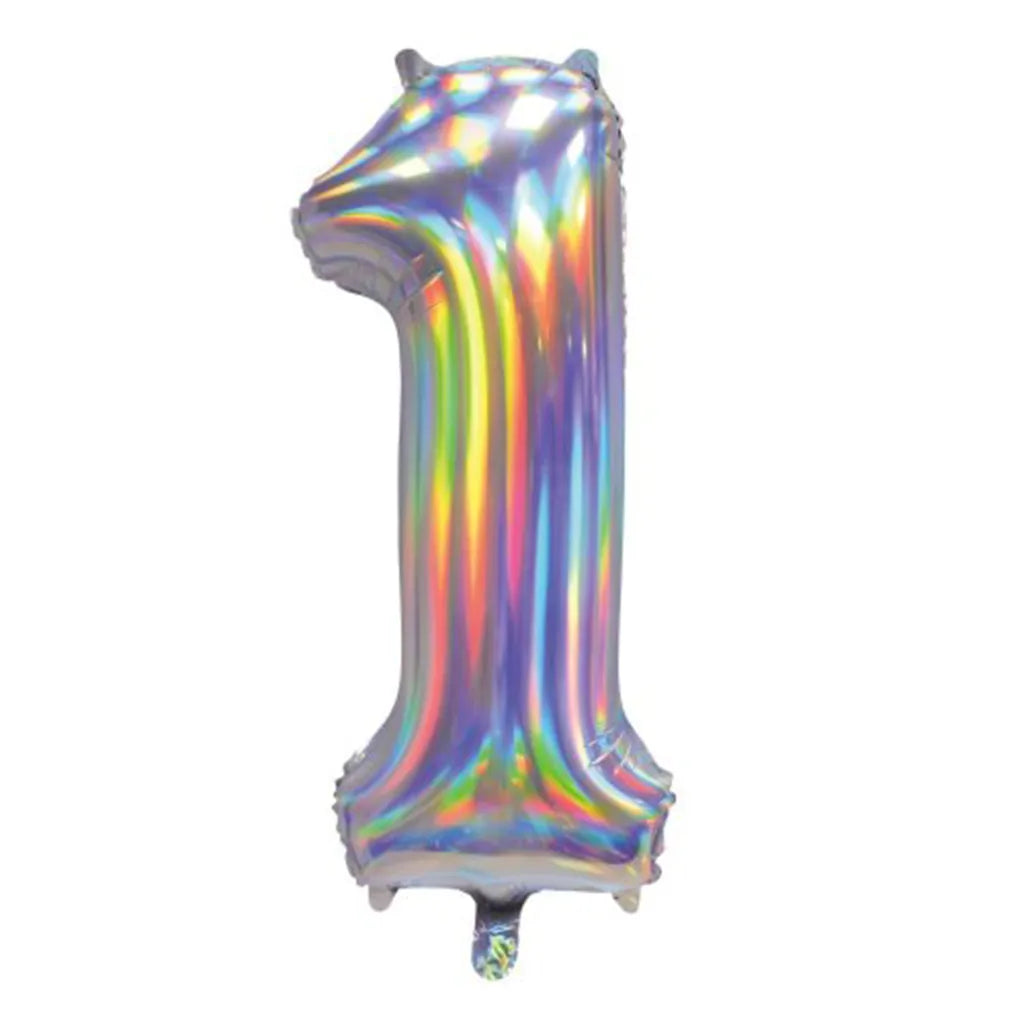 Alpen Decrotex Foil Balloon Number 1 Iridescent Silver 34in 213671