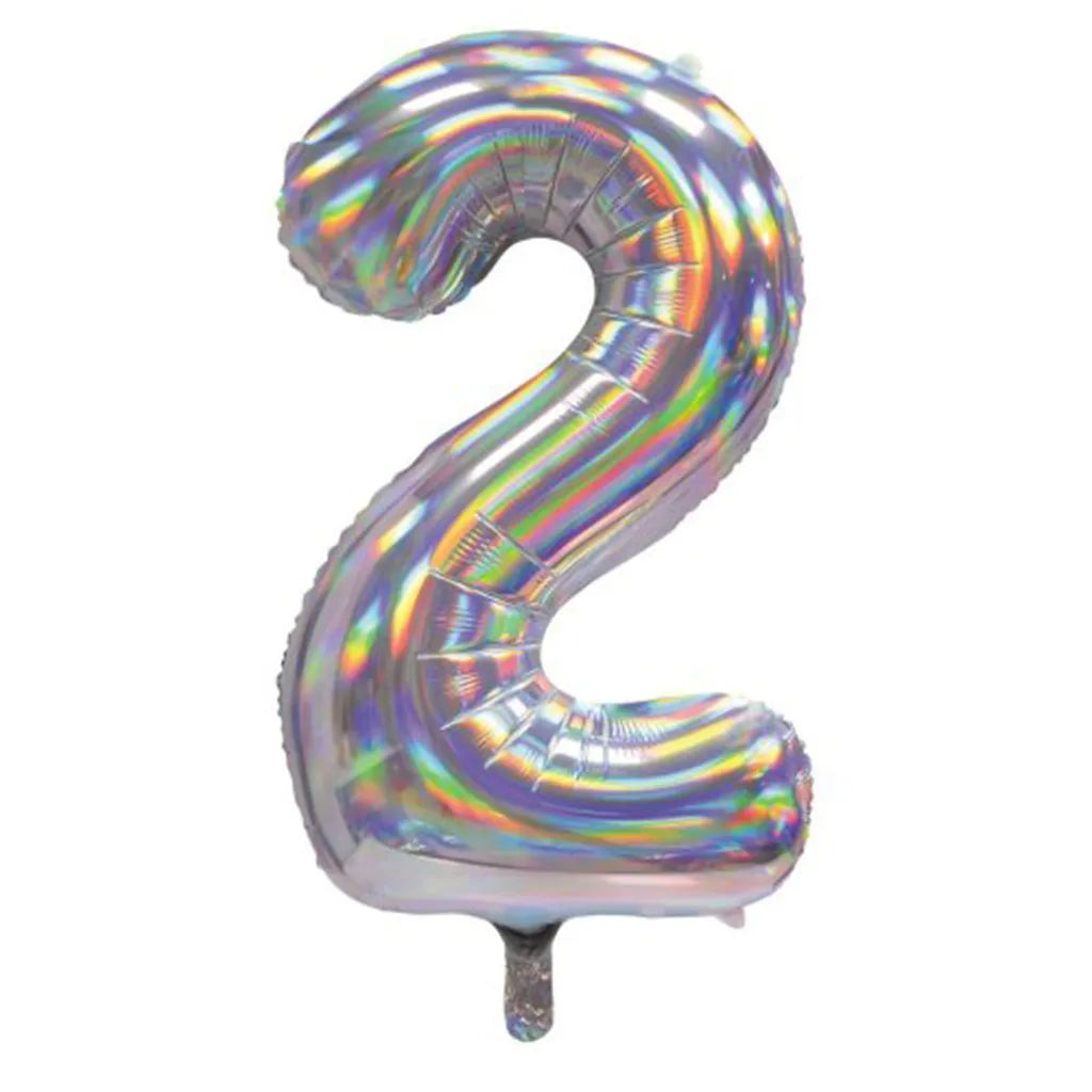Alpen Decrotex Foil Balloon Number 2 Iridescent Silver 34in 213672