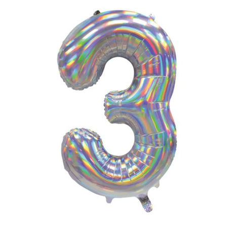 Alpen Decrotex Foil Balloon Number 3 Iridescent Silver 34in 213673