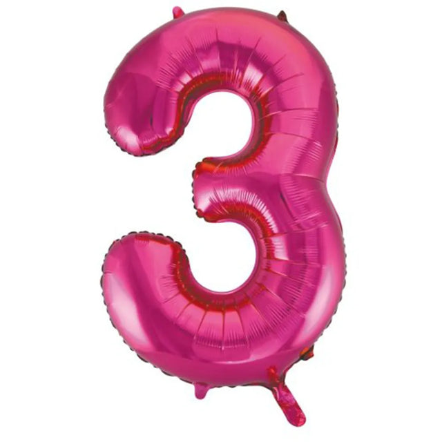 Alpen Decrotex Foil Balloon Number 3 Magenta 34in 213723