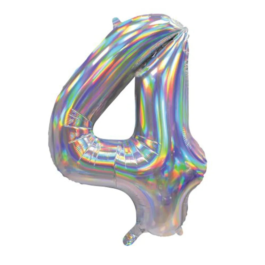 Alpen Decrotex Foil Balloon Number 4 Iridescent Silver 34in 213674