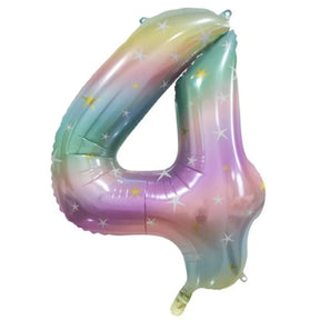 Alpen Decrotex Foil Balloon Number 4 Pastel Rainbow 34in 213794