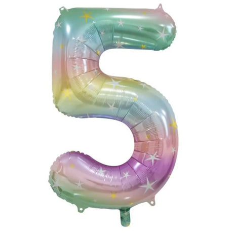 Alpen Decrotex Foil Balloon Number 5 Pastel Rainbow 34in 213795