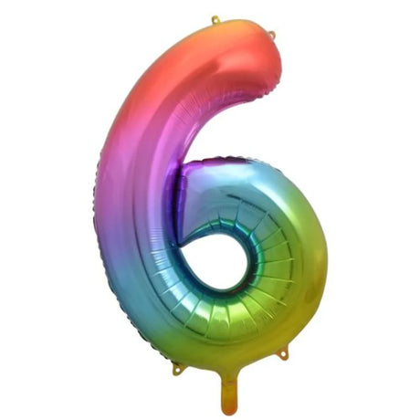 Alpen Decrotex Foil Balloon Number 6 Rainbow 34in 213776