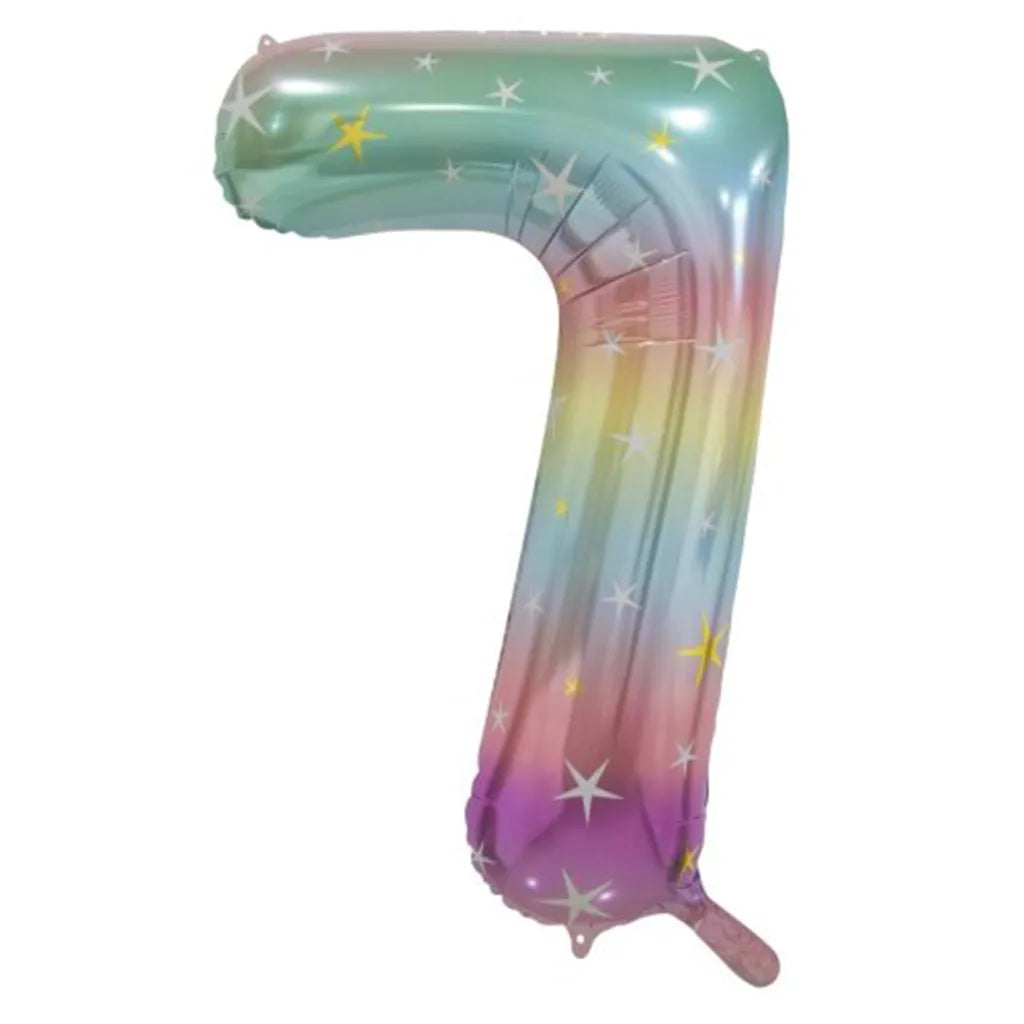 Alpen Decrotex Foil Balloon Number 7 Pastel Rainbow 34in 213797