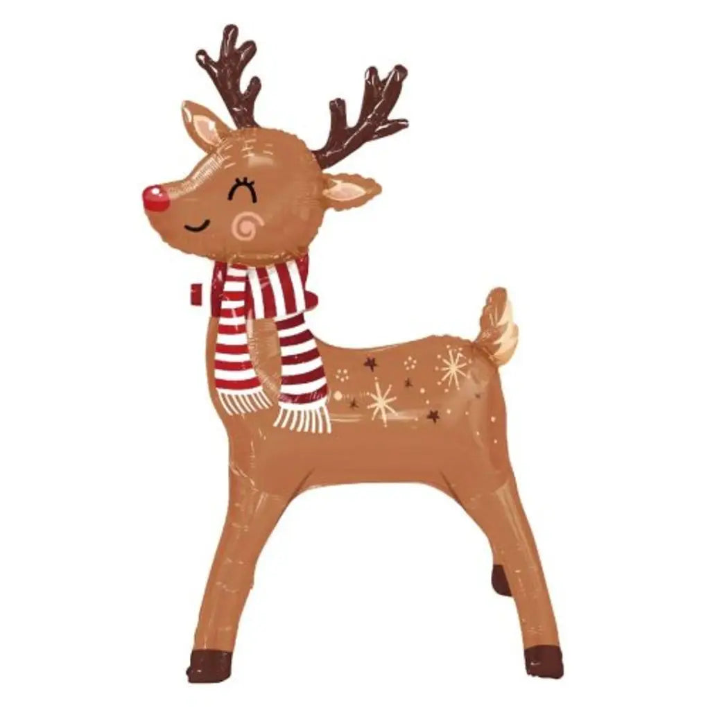 Alpen Decrotex Foil Balloon Standing Airz Santa Reindeer 100cm 211298