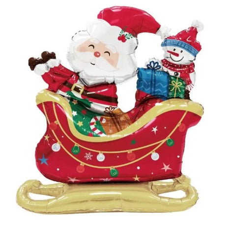 Alpen Decrotex Foil Balloon Standing Airz Santa Sleigh 79cm 211297