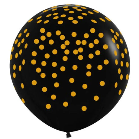 Alpen Decrotex Latex Balloon Metallic Black Confetti 90cm 3Pk 222418