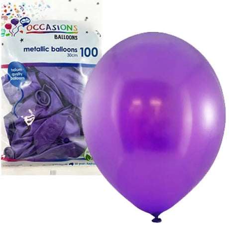 Alpen Decrotex Latex Balloon Metallic Purple 30cm 100Pk 203239
