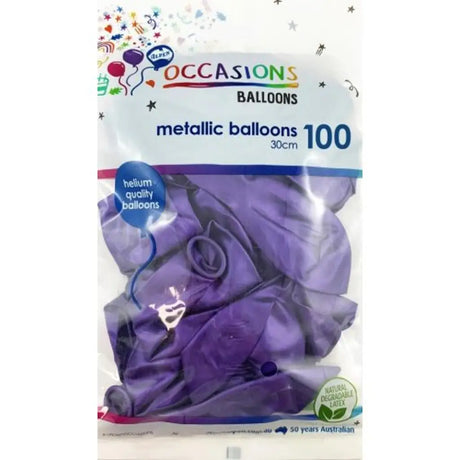 Alpen Decrotex Latex Balloon Metallic Purple 30cm 100Pk 203239