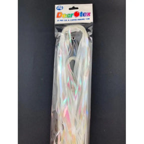 Alpen Decrotex Pre Cut Metallic Curling Ribbon Iridescent White 1.5m 25Pk 205441