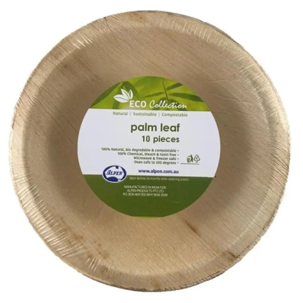 Alpen Eco Collection Palm Leaf Round Bowls Natural 6in 10Pk 461214