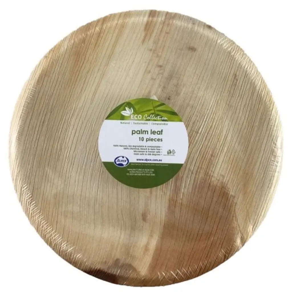 Alpen Eco Collection Palm Leaf Round Plates Natural 10in 10Pk 461219