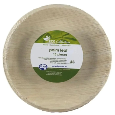 Alpen Eco Collection Palm Leaf Round Plates Natural 7in 10Pk 461217