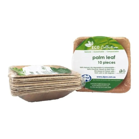 Alpen Eco Collection Palm Leaf Square Dip Bowls Natural 3.5in 10Pk 461201