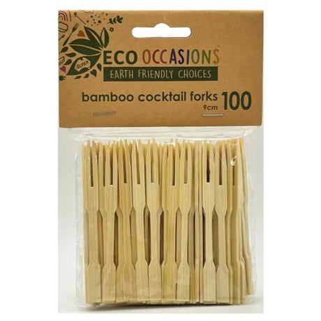 Alpen Eco Occasions Bamboo Cocktail Forks 9cm 100Pk 460505