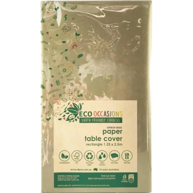 Alpen Eco Occasions Paper Table Cover Rectangle Gold 125x250cm 401311