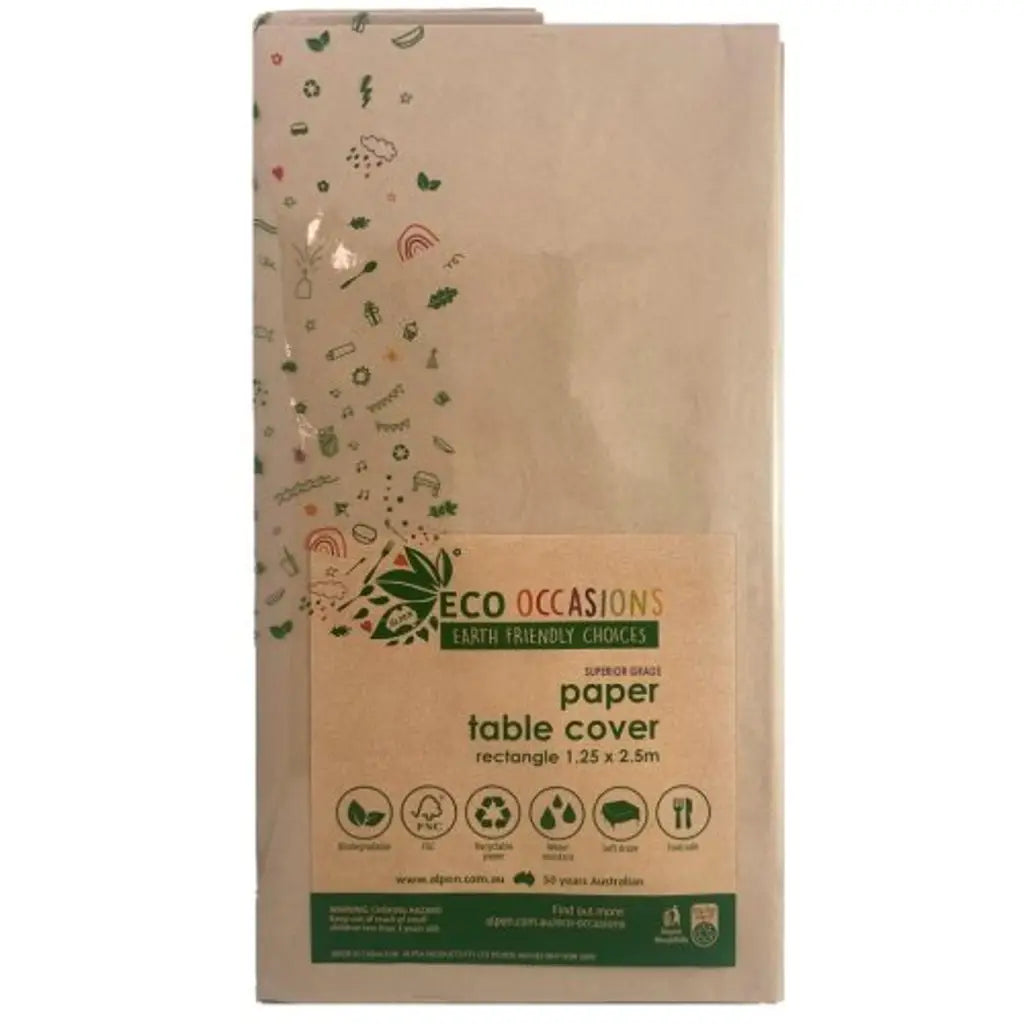 Alpen Eco Occasions Paper Table Cover Rectangle Kraft 125x250cm 401301