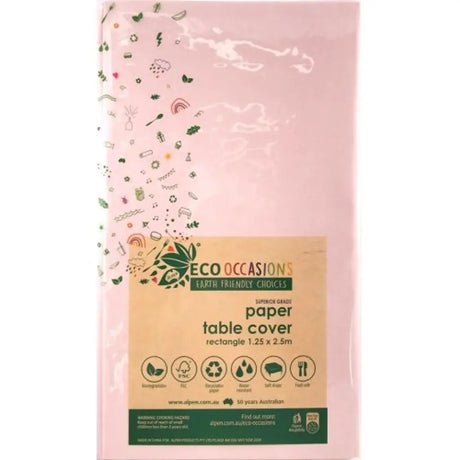 Alpen Eco Occasions Paper Table Cover Rectangle Light Pink 125x250cm 401313