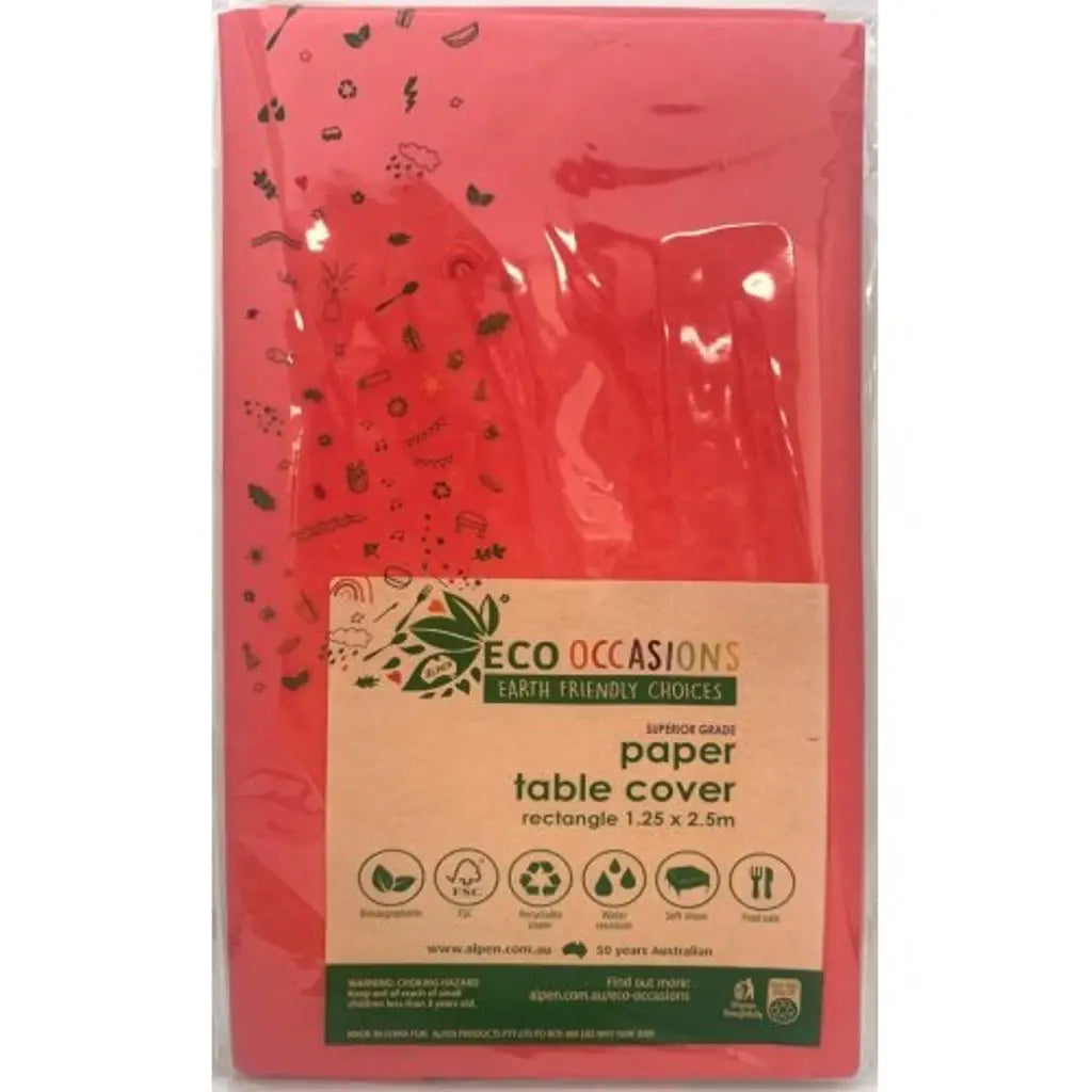 Alpen Eco Occasions Paper Table Cover Rectangle Red 125x250cm 401317