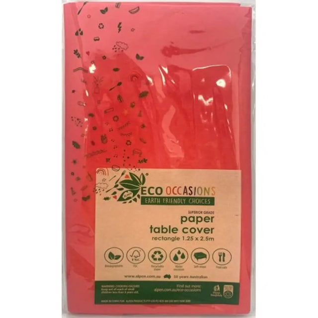 Alpen Eco Occasions Paper Table Cover Rectangle Red 125x250cm 401317