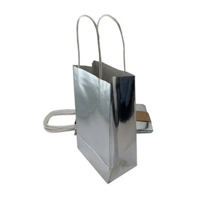Alpen Eco Occasions Party Bags Metallic Silver 215x130x80mm 5Pk 465852