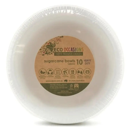 Alpen Eco Occasions Sugarcane Bowls White 160mm 10Pk 400353