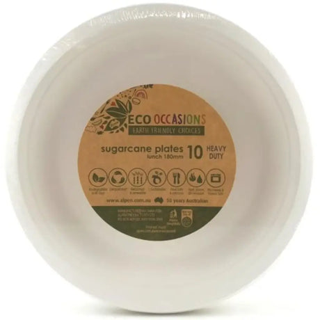 Alpen Eco Occasions Sugarcane Lunch Plates White 180mm 10Pk 400153