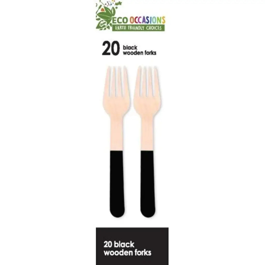 Alpen Eco Occasions Wooden Forks Black 20Pk 401170