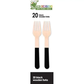 Alpen Eco Occasions Wooden Forks Black 20Pk 401170