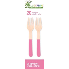 Alpen Eco Occasions Wooden Forks Light Pink 20Pk 401163