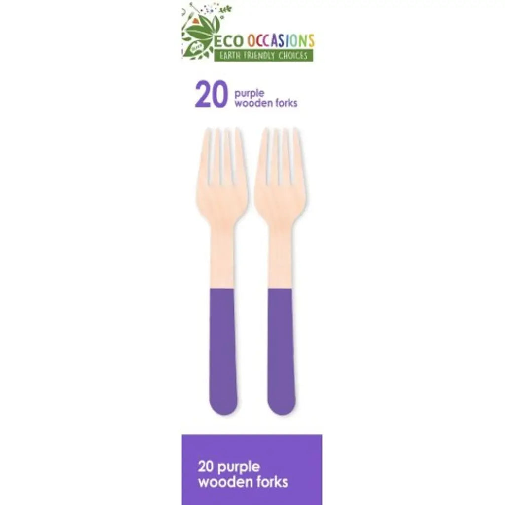 Alpen Eco Occasions Wooden Forks Purple 20Pk 401167