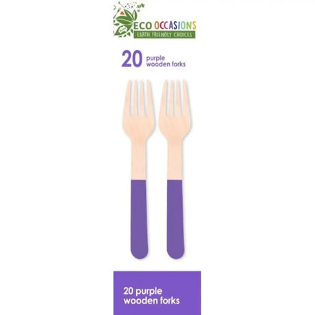 Alpen Eco Occasions Wooden Forks Purple 20Pk 401167