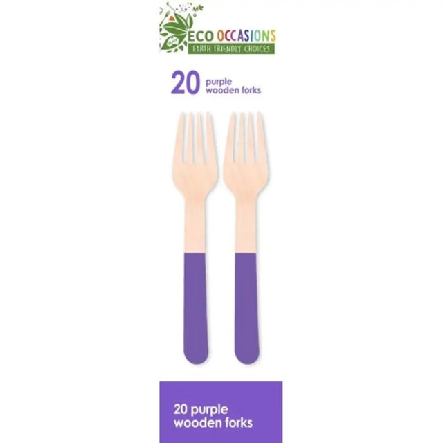 Alpen Eco Occasions Wooden Forks Purple 20Pk 401167